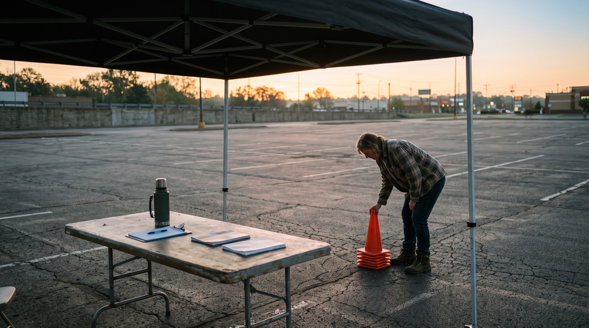 Organizer setting up a car show